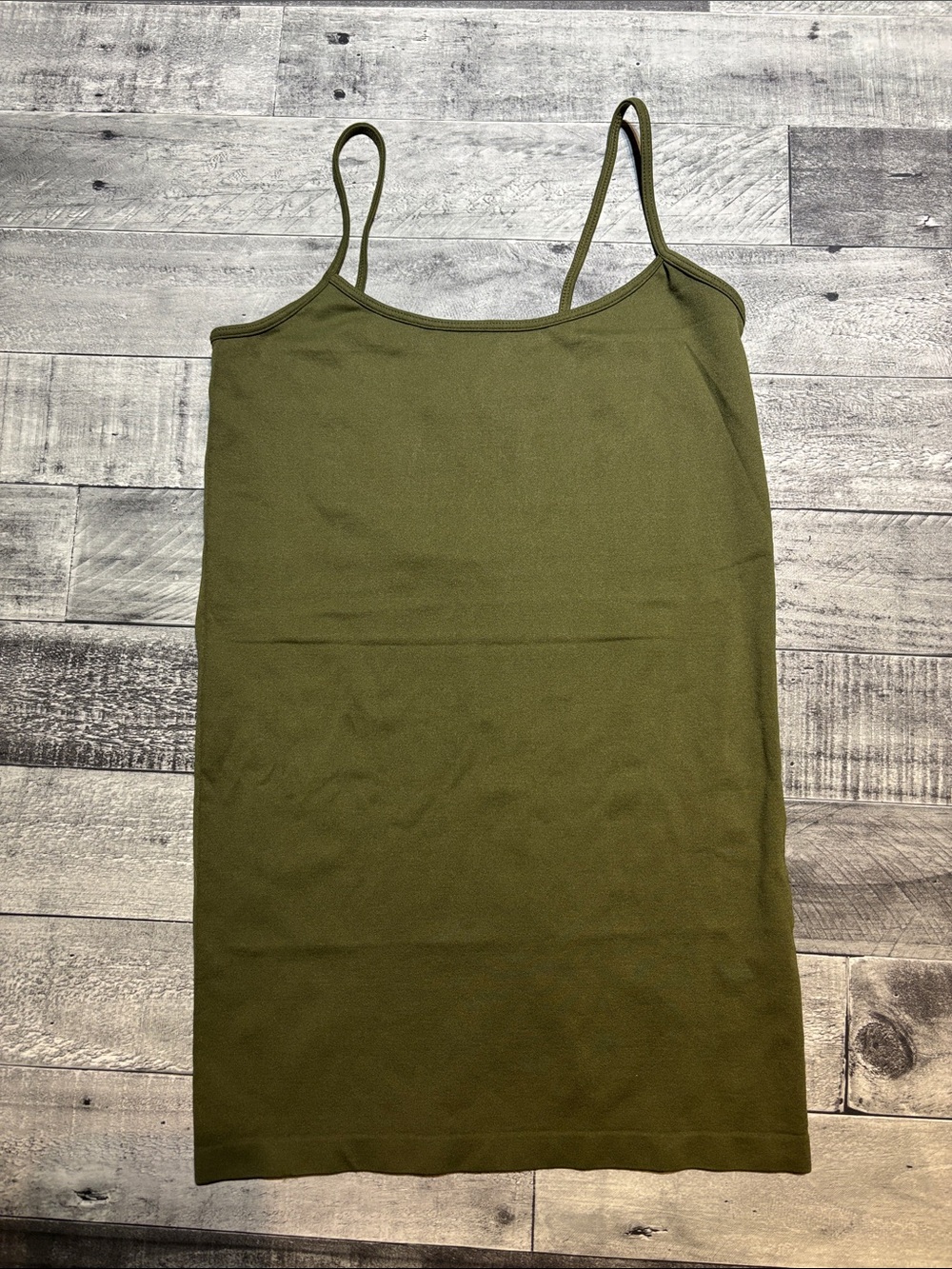 Everyday Olive Green Seamless Spaghetti Strap Camisole-Stretchy